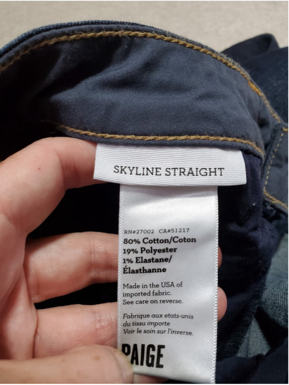PAIGE Skyline Straight 34" Jeans Stream Dark Blue Wash Sz 28 Mid-Rise Stretch - Picture 10 of 14
